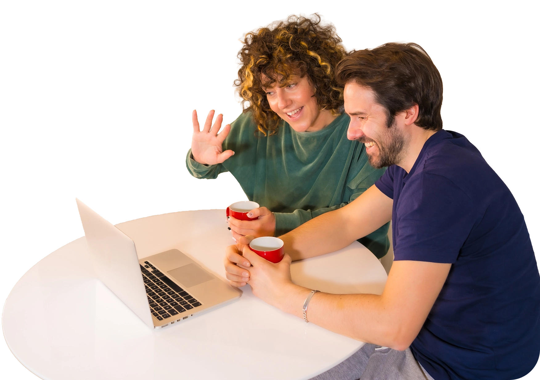 Two Holborn clients discussing finance over a laptop